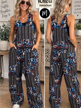 Rhea Patchwork Mushroom Print Relaxed Jumpsuit -